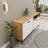 Modern Console Table, Oak & White, 63.0 x 30.6 x 15.7 inches | 100% Melamine Coated Chipboard, Durable Plastic Legs | Features Multiple Shelves, Wall-Mountable Design | Perfect for Living Room or Entryway-1856921894