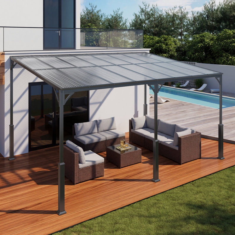 10 X 14 Ft Outdoor Canopy Aluminum Gazebo Set With Sloping Pc Roof And Outdoor Conversation Sets