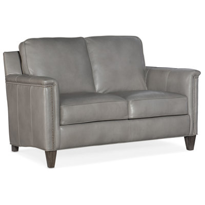 Causeuse à accoudoirs carrés en cuir véritable de 59 po Davidson