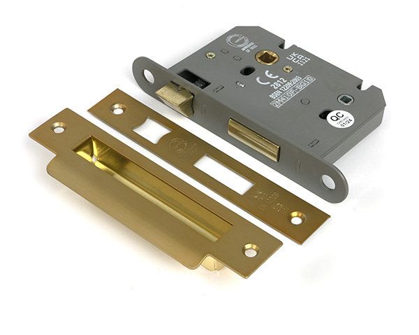 Polished SS 3" Heavy Duty Bathroom Mortice Lock, Satin Brass