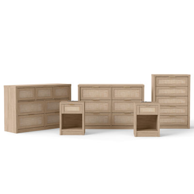 Ensemble de commode et table de chevet en rotin