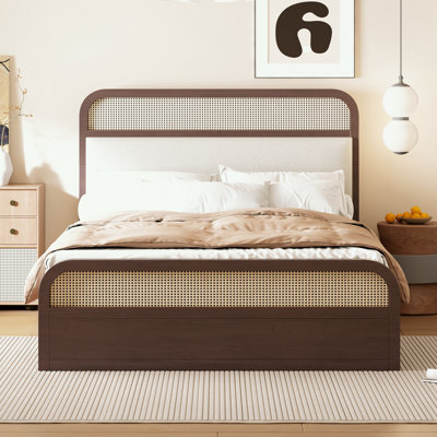 Athenia Queen size Wooden Platform Bed with Trundle and 2 Drawers
