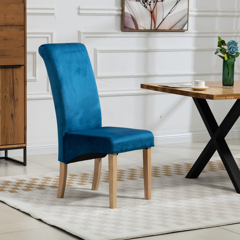 Rimini 0cm H Upholstered Dining Chair, Velvet/Blue