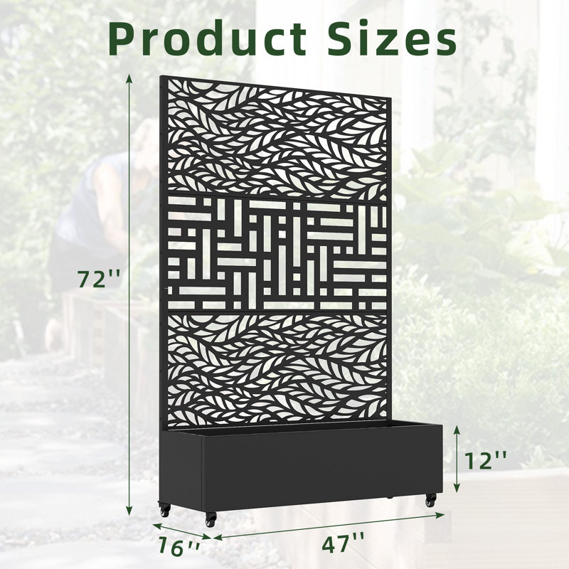 Indoor/Outdoor/Decor/Garden Two-Tone Planter Box with Lattice Panel Trellis Privacy Screen, 1