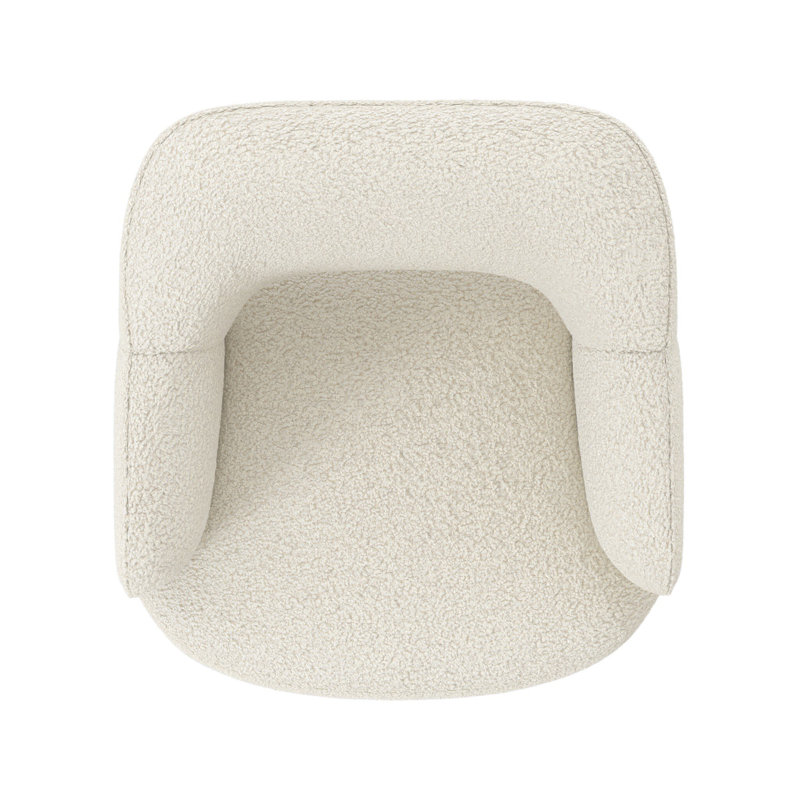 BLYTHE Swivel Armchair Chair with Ottoman, Sheepskin Natural Polyester