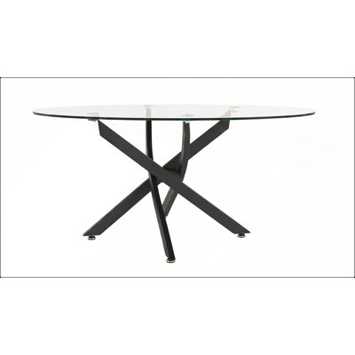 Table basse ovale en verre avec pattes noires, incassable et facile à nettoyer pour les espaces de vie modernes