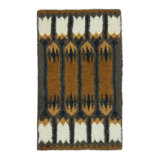 Vintage Swedish Rya Rug With Gray, Brown & White Geometric Pattern- Rug & Kilim