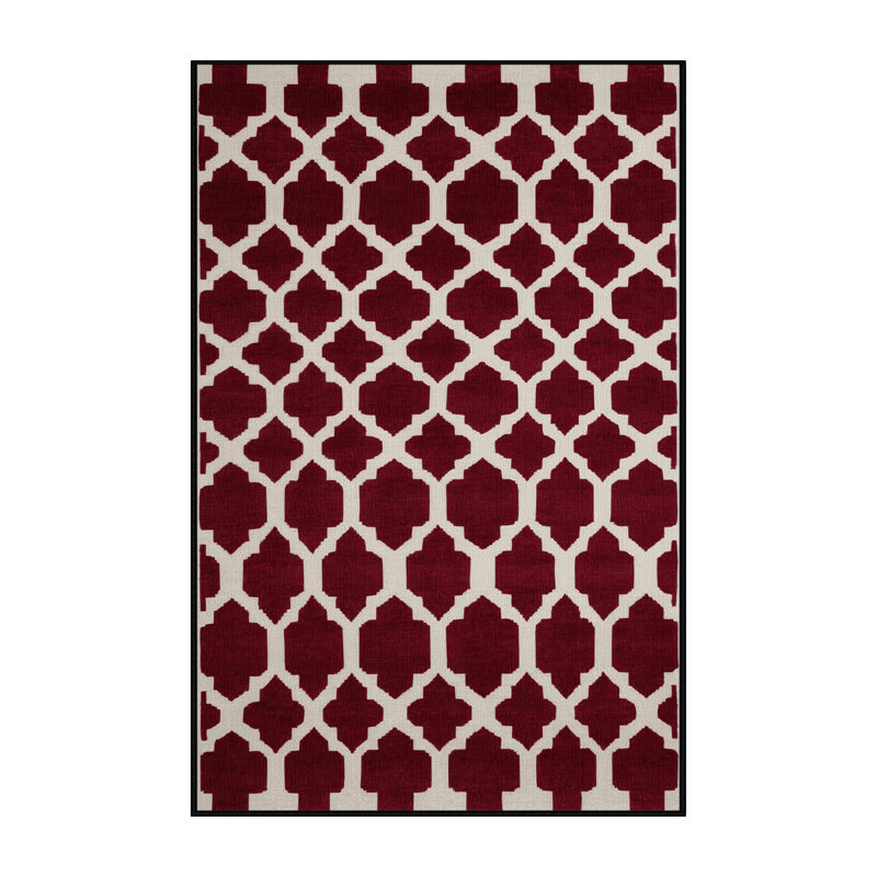 Tapis rouge en treillis lavable à la machine, Rectangulaire 2 pi x 3 pi