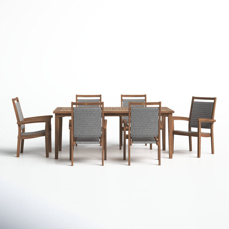 Fleur 76'' Rectangular 6 - Person Outdoor Dining Set