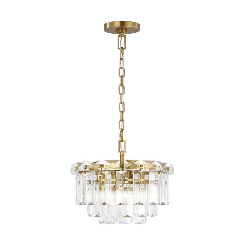 Dimmable Tiered Chandelier, Burnished Brass, 14.76" H x 16.13" W x 16.13" D