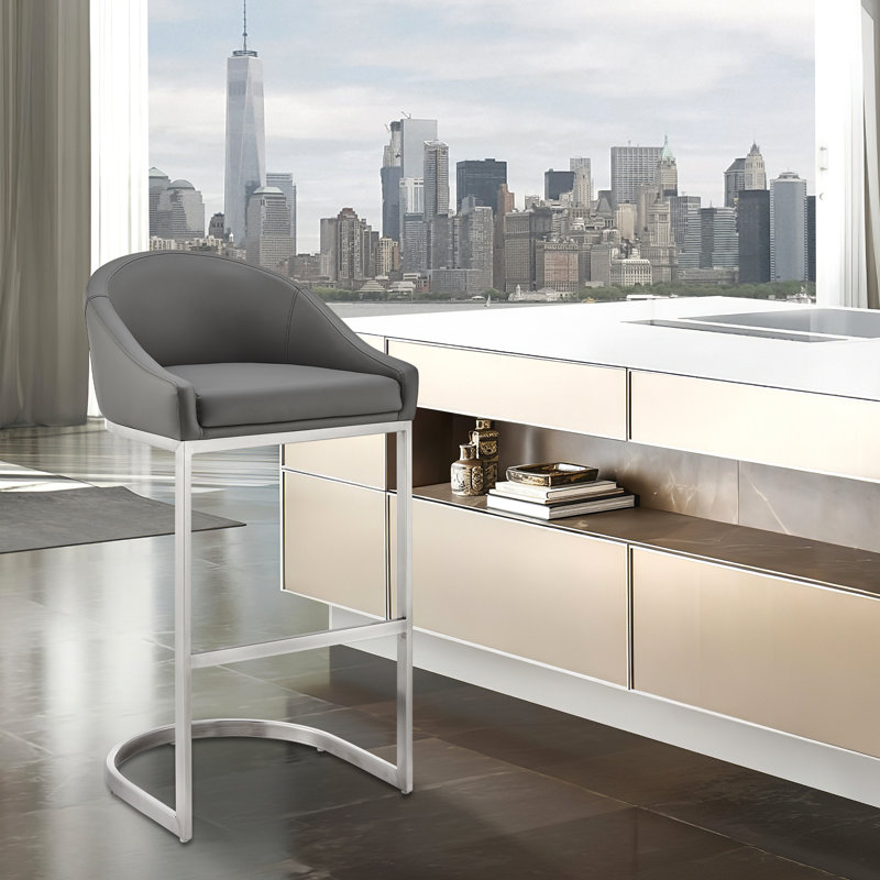 Ayoe Modern Stainless Steel Metal Counter Height Bar Stool, Counter Stool (24" Seat Height)