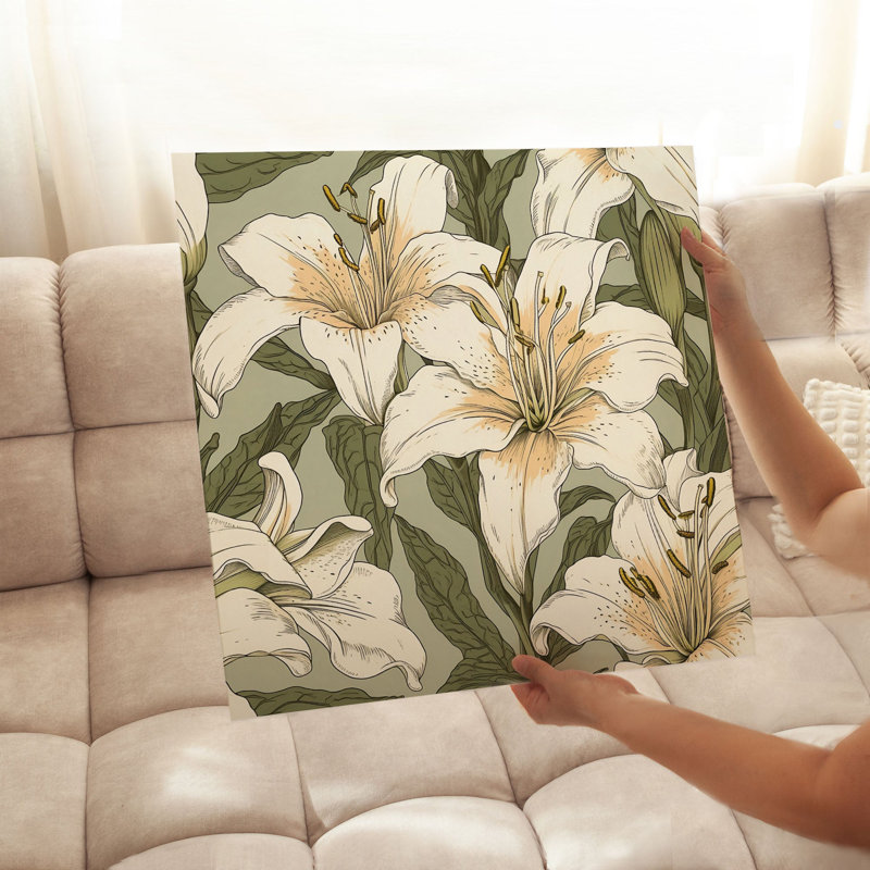 Floral lys fleurs, chalet, reproduction d'art non encadrée, H 16 po x l 16 po