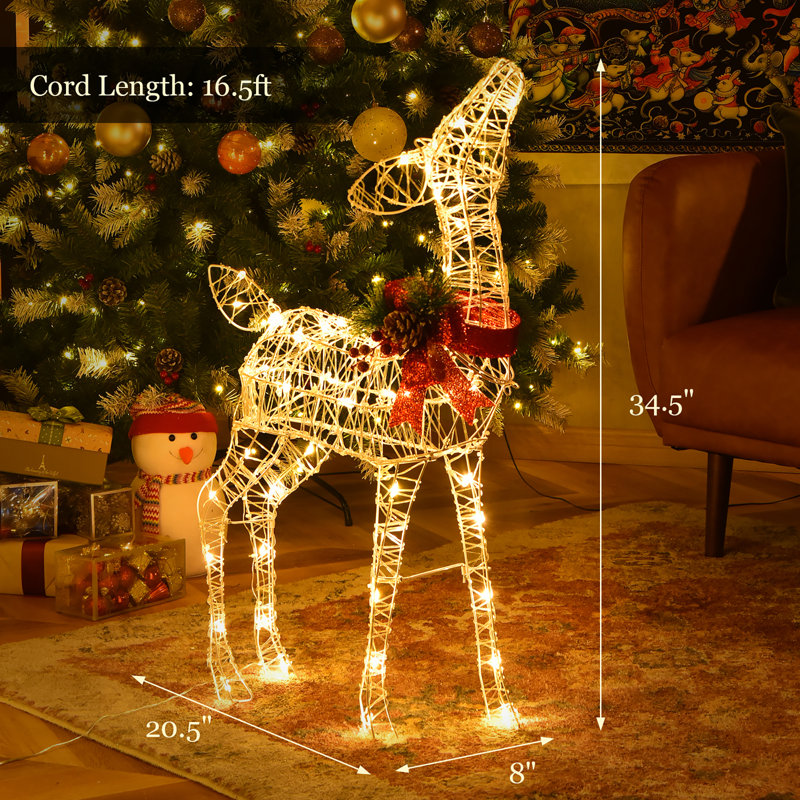 Renne de Noël avec 50 lumières DEL