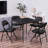 Folding Card Table And Chair Set Of 5 Portable With Padded Tabletop, No Assembly Required, Black