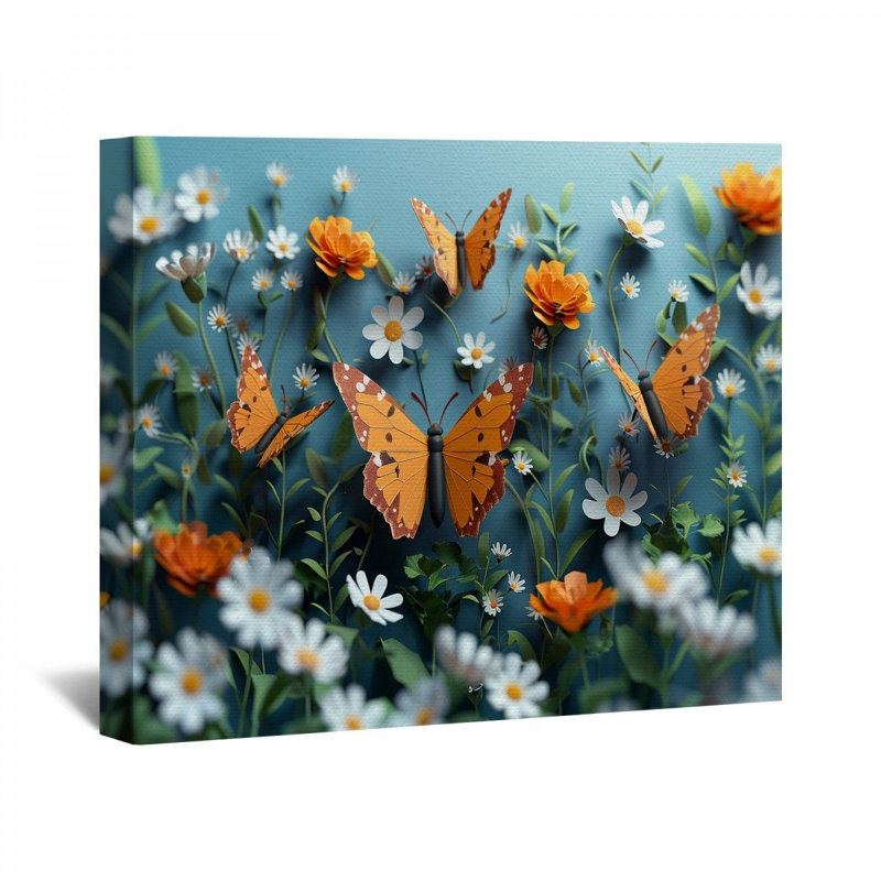 "Papillons" sur toile, H 11 po x l 14 po x P 3 po
