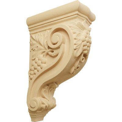 4 1/4"W x 8"D x 13 1/4"H Devon Grapes & Vines Corbel, Alder (4-Pack)