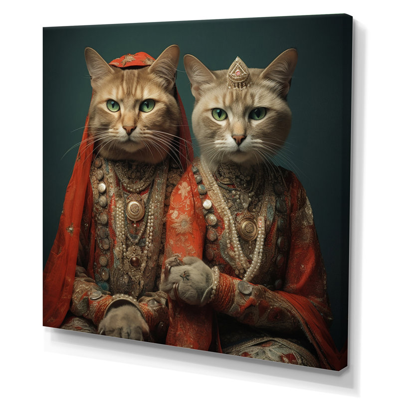 Chats à la mode rétro sur toile, H 30 po x l 30 po x P 1 po, Toile tendue