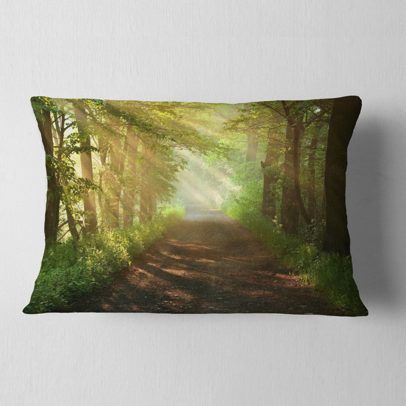 Suns Peeks into Forest - Landscape Printed Throw Pillow