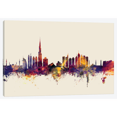 " Dubai, UAE On Beige " by Michael Tompsett