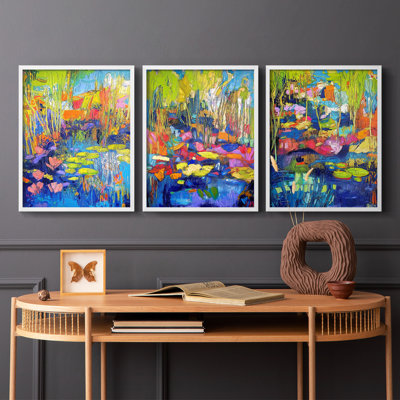 Floral Study  Series  CLXXXI  -Set Of 3 Framed Giclee Prints -Ready to Hang