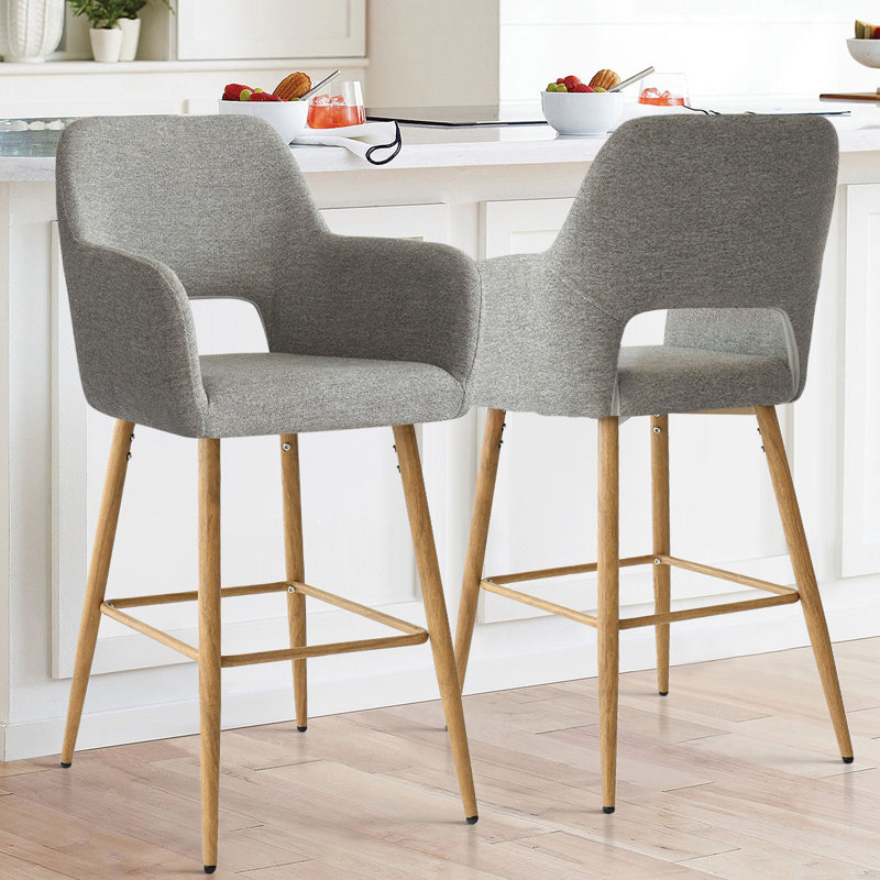 Benjain Counter Stool With Arm, Gray
