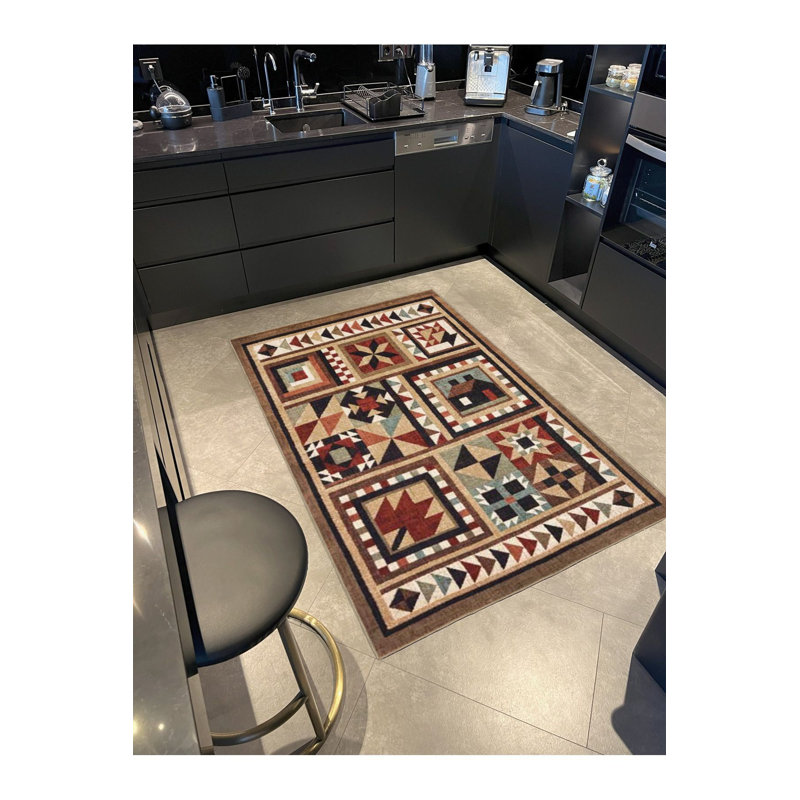 Tapis décoratif tissé à motif lavable, Sous-tapis rectangulaire de 3 pi 3 po x 4 pi 11 po