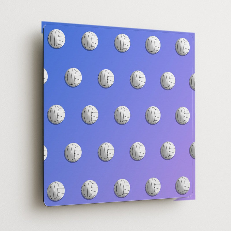 Motif de volleyball — Décoration murale carrée en métal, H 32 po x l 32 po