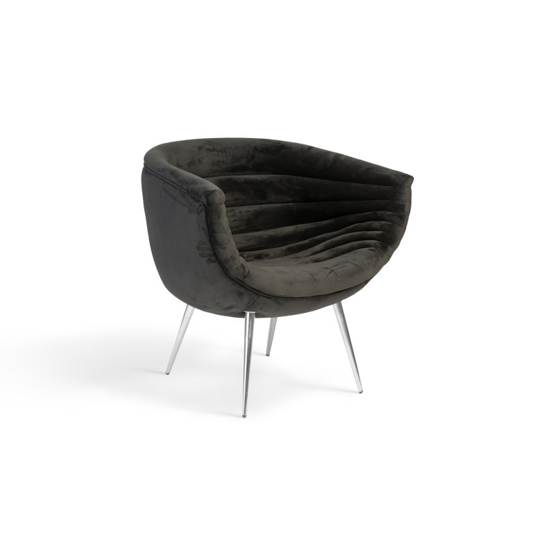 Nouveau 28" Wide Barrel Chair, Black Polyester Blend