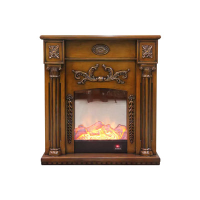 Walnut Solid Wood Electric Fireplace
