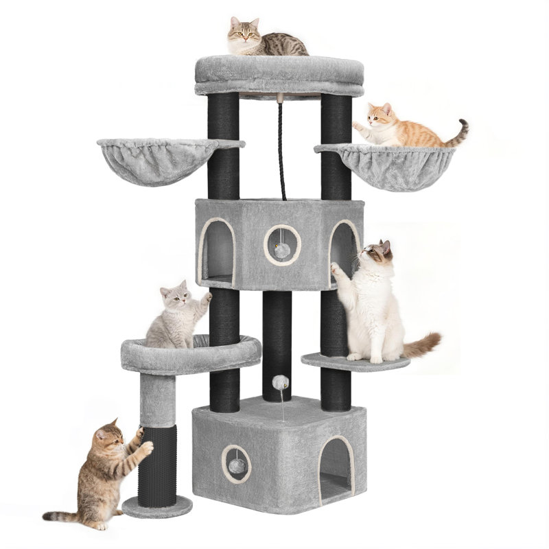 163 cm H Cat Tree / Condo, Light Grey Balck