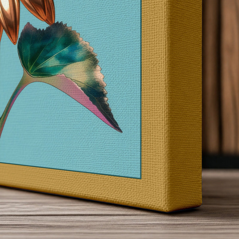 Sunflower Study Botanical - Wrapped Canvas, 18x12 - 45.7 x 30.5 cm, Ochre Border