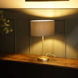 Dadiva Brushed Chrome Stem Table Lamp with Grey Velvet Reni Shade