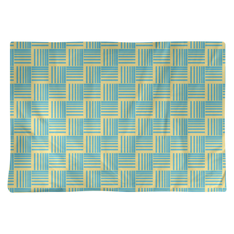 Napperon en coton à rayures de 18 po classique Baskettressées, Jaune / bleu sarcelle, polyester