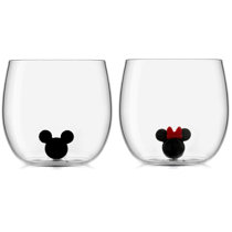 Disney Peace Love Mickey Mouse Glitter Handle Glass Mug Holds 14 Ounces