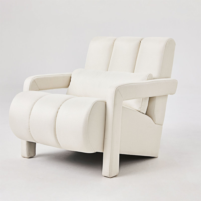 Kyrra Modern Upholstered Accent Chair With A Pillow, Beige Linen