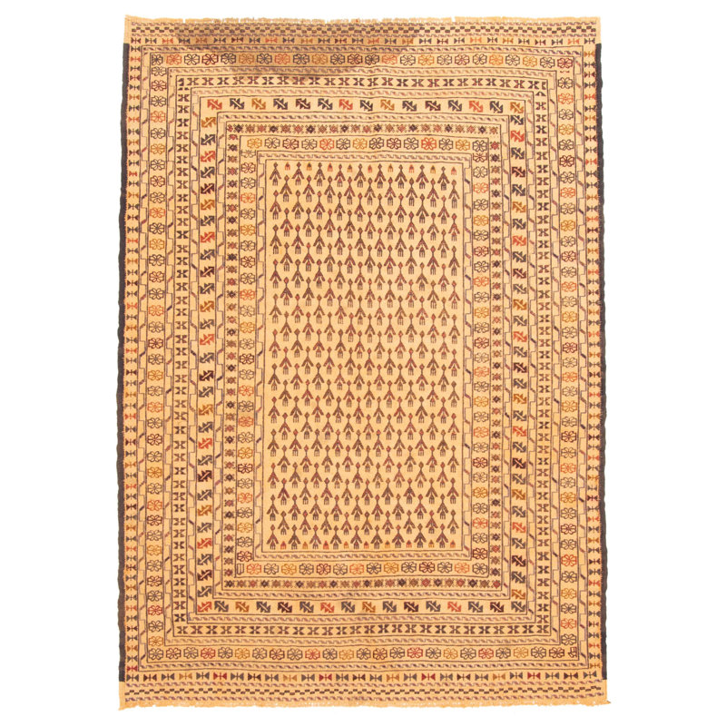 Tapisserie Shiravan SMK beige kilim 4 pi 4 po x 5 pi 11 po