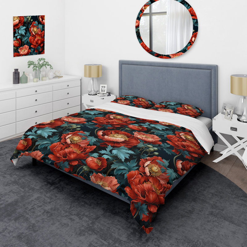 Ensemble de housse de couette Megane, Housse de couette pour grand lit et 2 taies décor