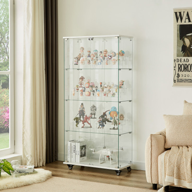 Vitrine à 4 niveaux en verre, Blanc