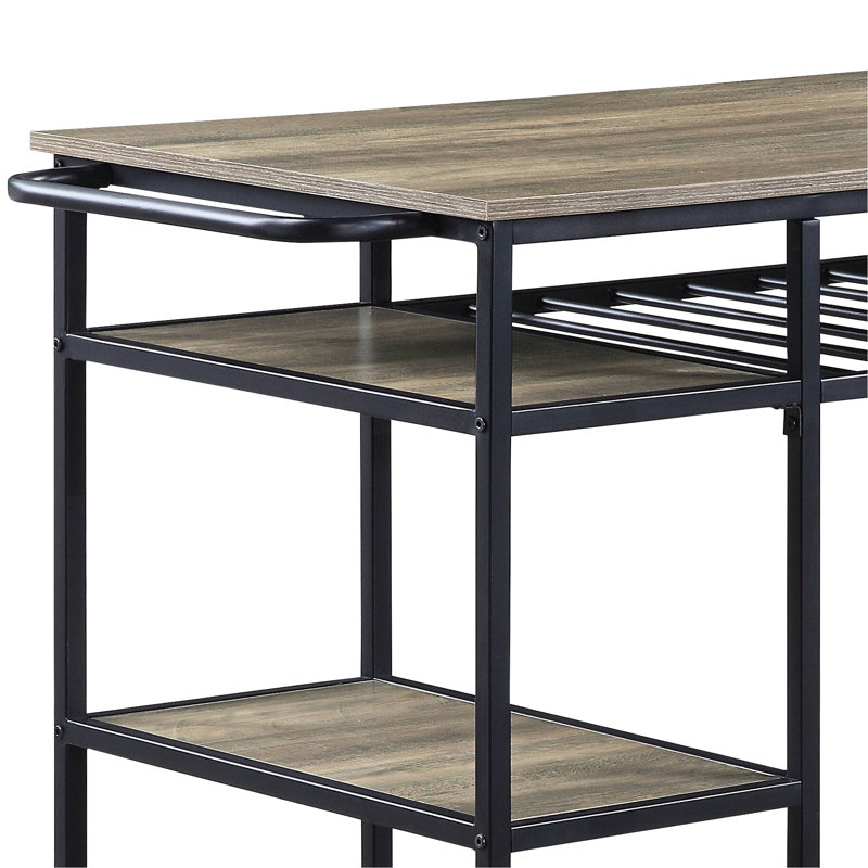 Îlot de cuisine rustique avec plateau en bois composite et matériaux métalliques de 15 mm d'épaisseur