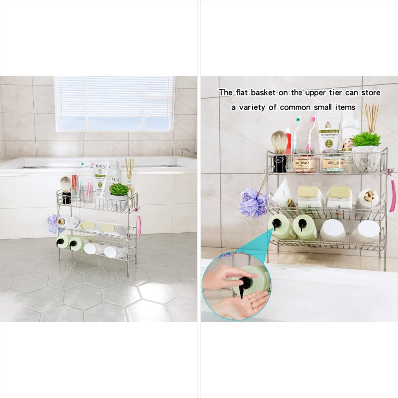 3-Tier Bathroom Counter Organizer And Shower Storage Shelf, Durable Stainless Steel Rust-Free Multi-Tier Storage Rack For Bathroom Essentials