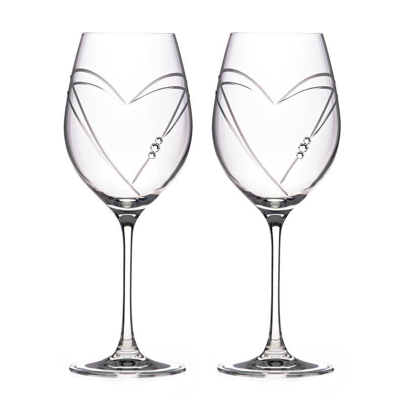 Hearts 470ml Crystal Red Wine Glass Set