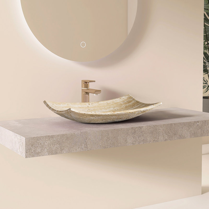 26" Freestanding Unique Curved Engineered Stone Vessel Sink
