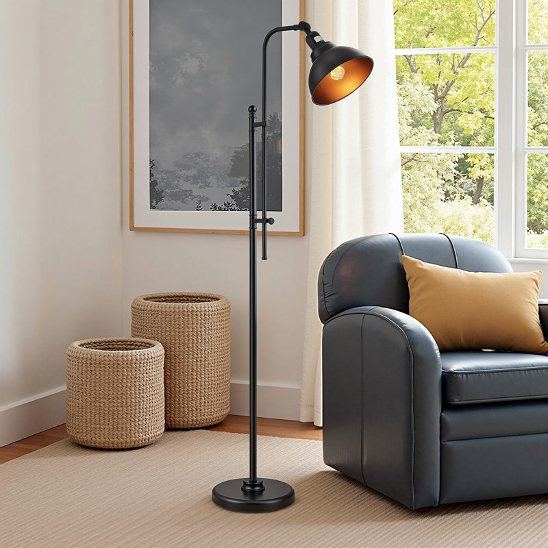 Wallace 65" Black Task Floor Lamp, Matte Black