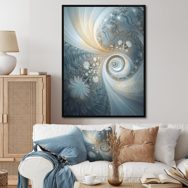 Cosmic Bliss Fractal Spiral I - impression, H 32 po x l 24 po x P 1 po, Cadre flottant noir