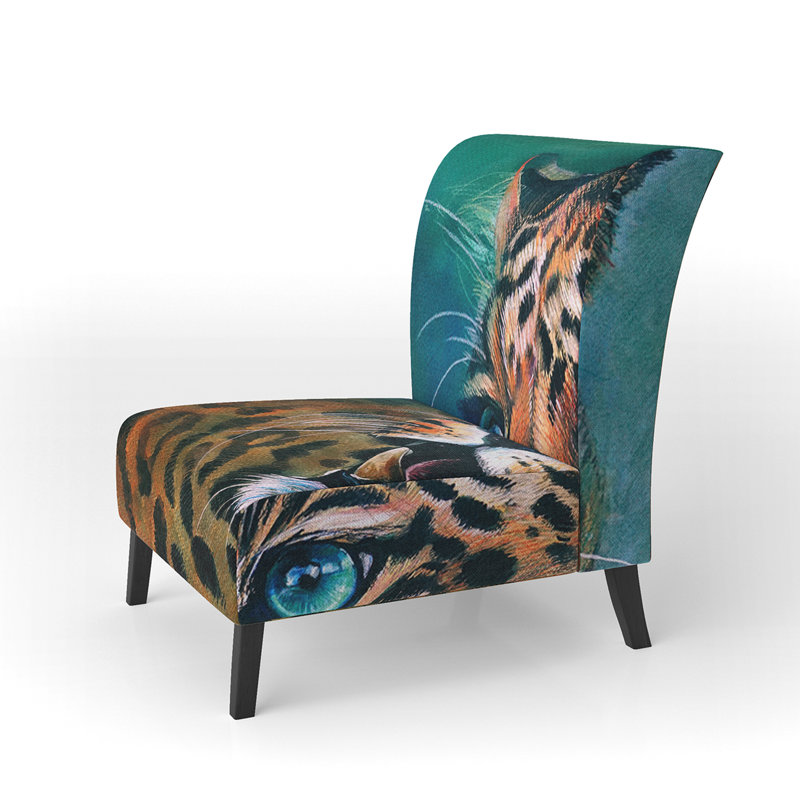 Brechta Vibrant Curve Design II - Velvet Upholstered Modern Slipper Chair, Orange/Black