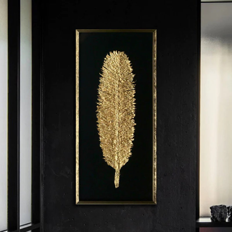 Feuille d'or encadrée, 2 pièces, peinture