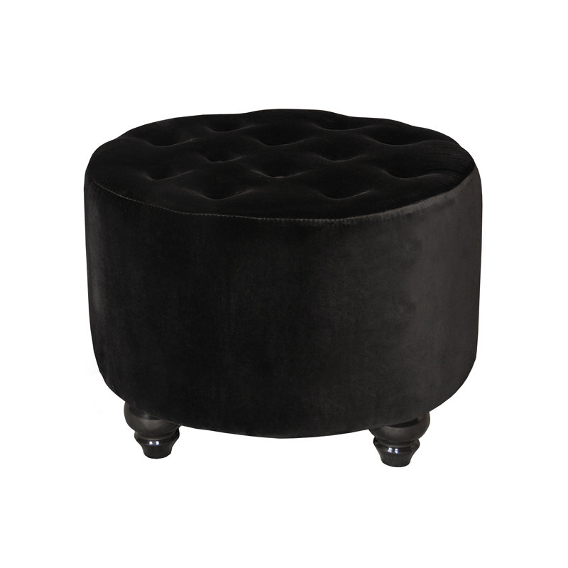 Glamour 55cm Wide Tufted Round Solid Colour Cocktail Ottoman