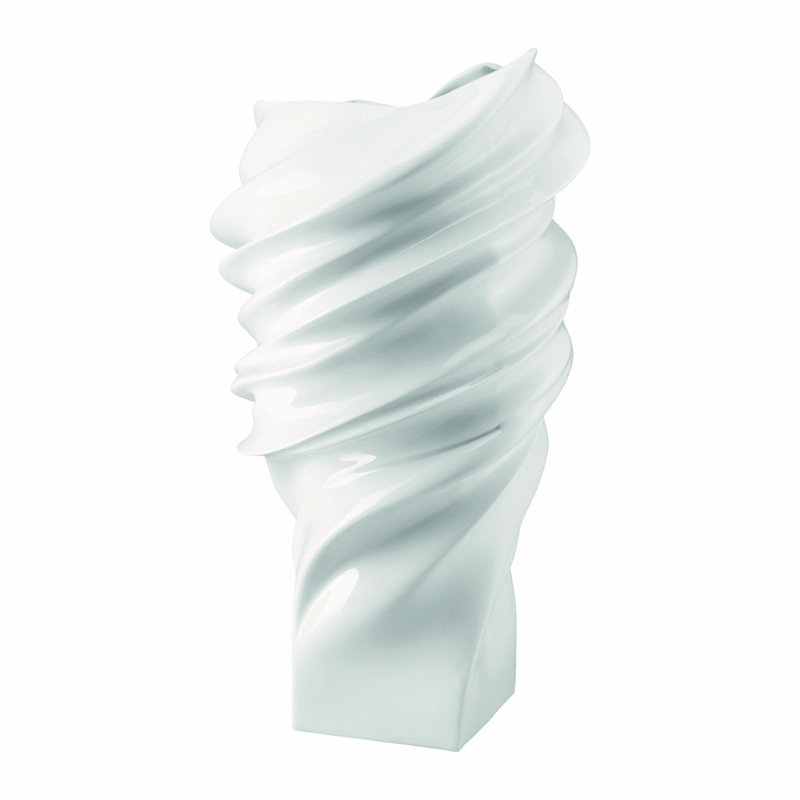 Squall Porcelain China Table Vase, 17.25" H x 9.75" W x 9.25" D, White Matte