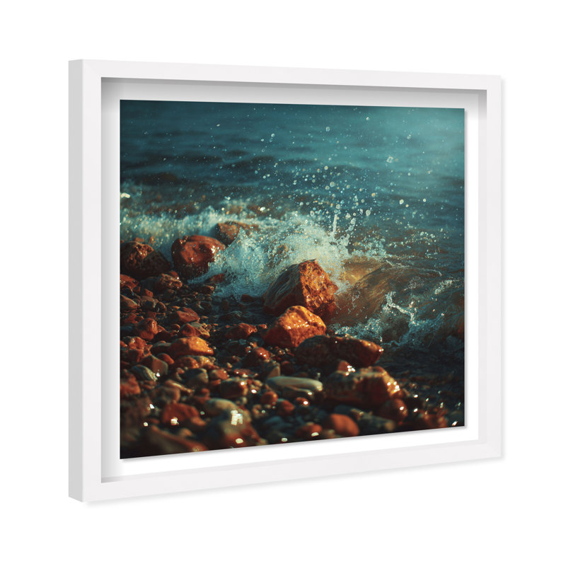 Estampe Golden Wave Shadowbox Paysage et Nature par Oliver Gal, H 25,5 po x l 25,5 po, Cadre blanc
