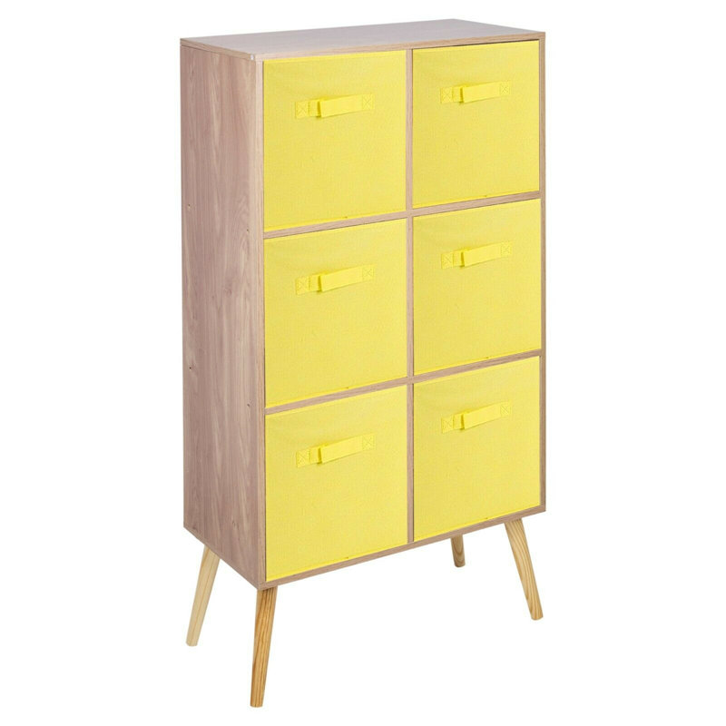 Zabarskaya 110cm H x 60cm W Wood Standard Bookcase, Oak/Yellow/Pine